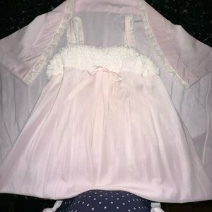 SCHRANK Nightgown SM Vintage Pale Pink Cotton Blend with Lace Detail